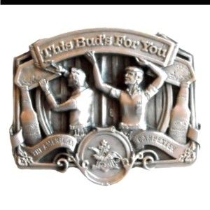 80s Budweiser Belt Buckle Anheuser Busch This Bud For You American Carpenterc
